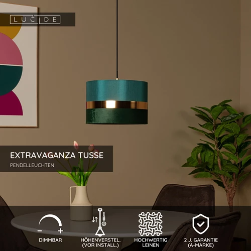 Lucide EXTRAVAGANZA TUSSE - Pendelleuchten - Ø 30 cm - 1xE27 - Grün - USP